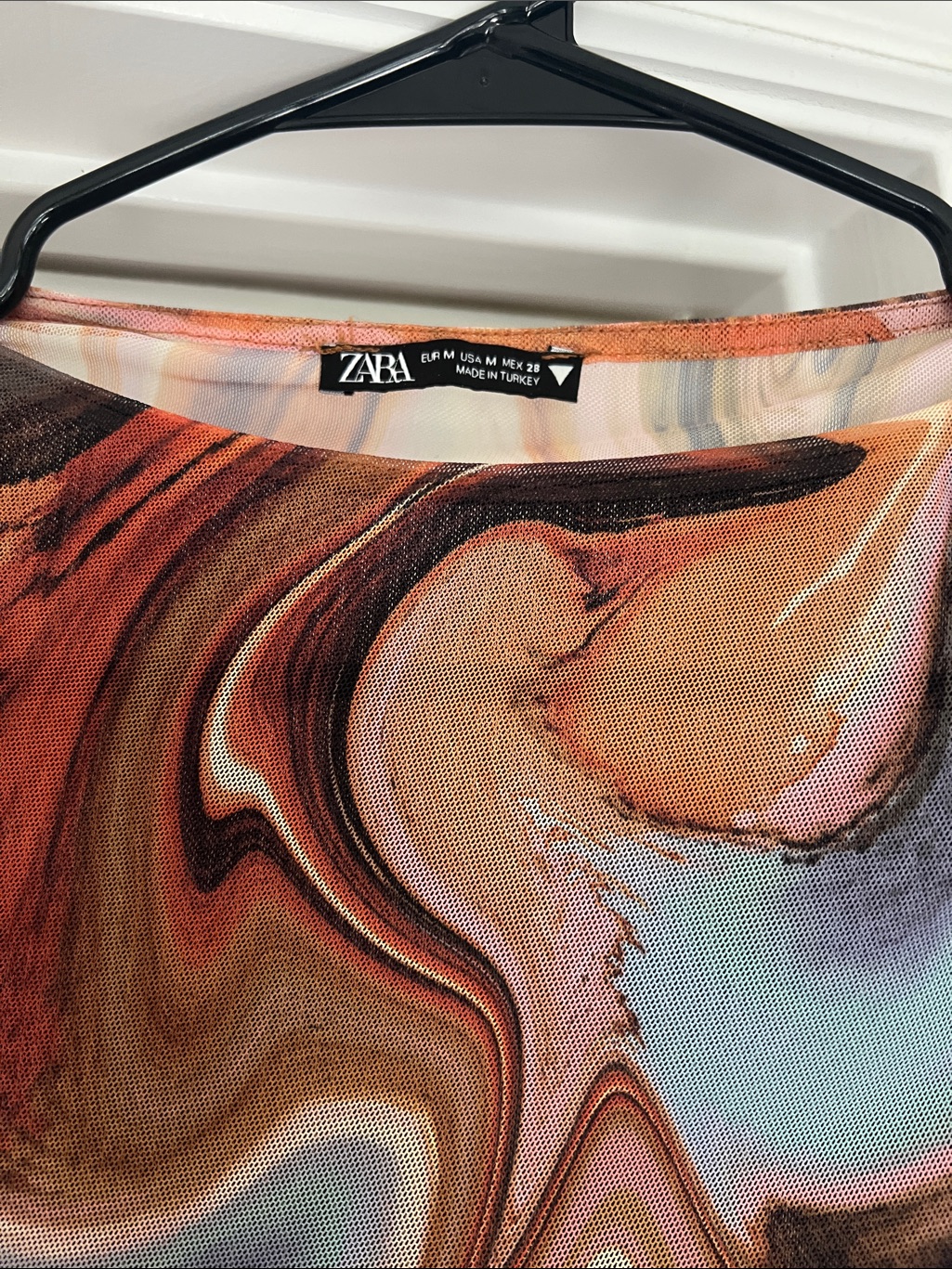 Zara Multicolor Swirl Long Sleeve Mesh Top - Rust, Pink, Cream, Blue — image 2 of 2